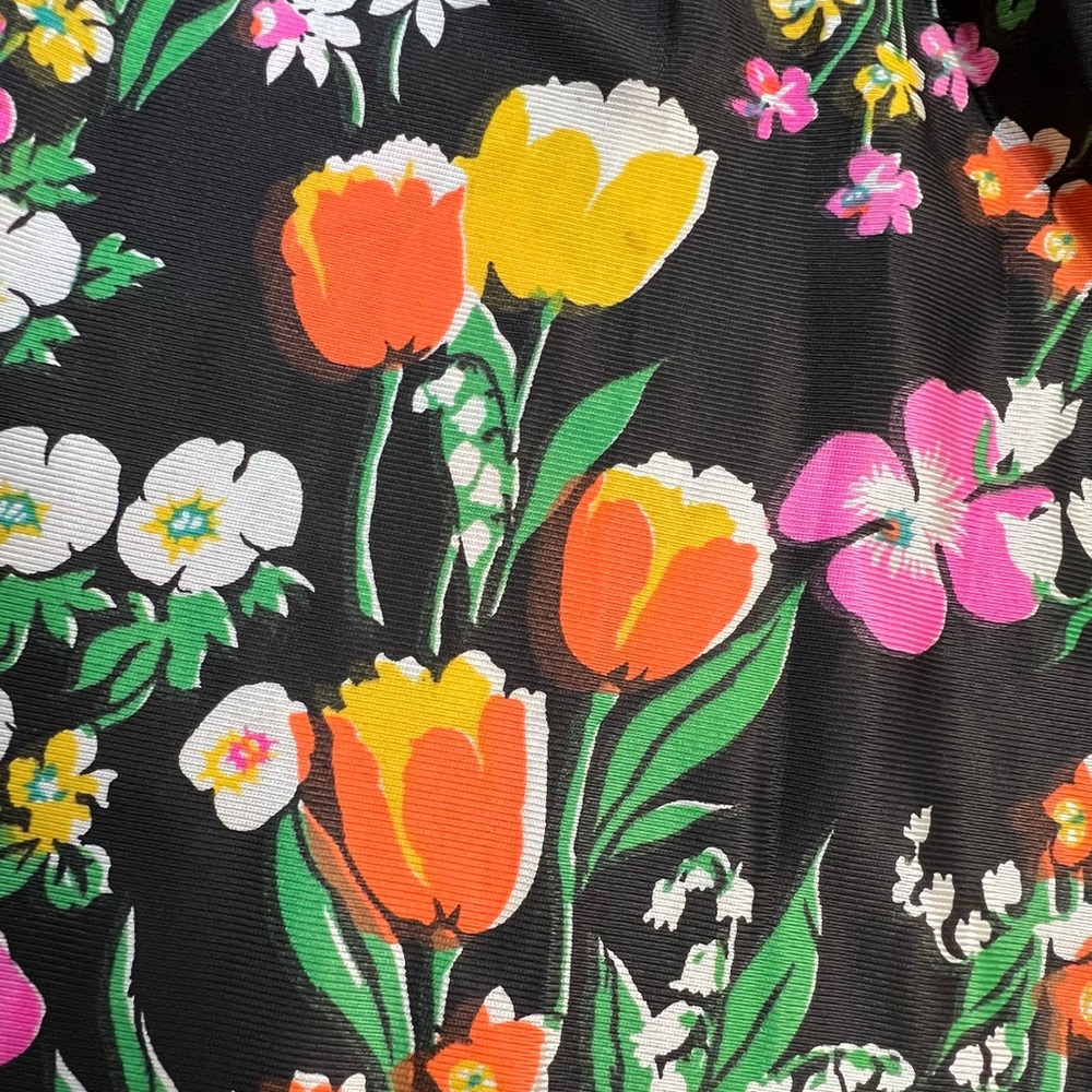 VINTAGE mid century‎ 60s dark flower long maxi dress hostess house gown 70s MOD - Picture 6 of 17